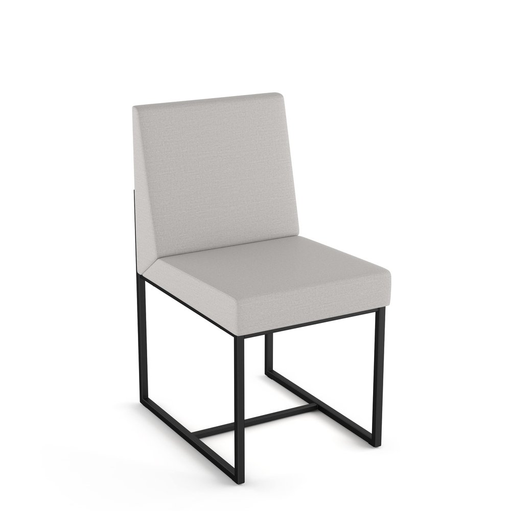 Amisco Derry Dining Chair - Light Gray Polyester/Black Metal