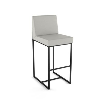 Amisco Derry 26 in. Counter Stool - Light Grey Polyester/Black Metal