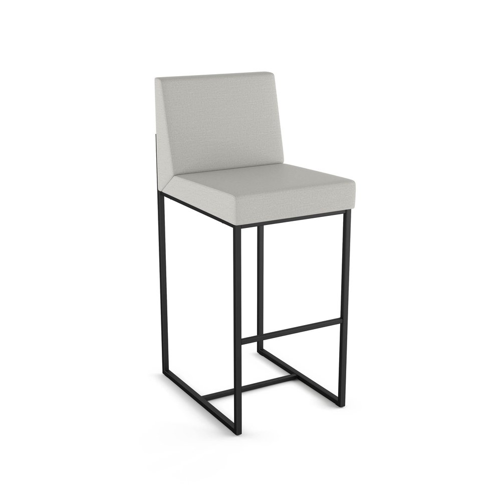 Amisco Derry 26 in. Counter Stool - Light Grey Polyester/Black Metal