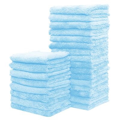 24 Pack Kitchen Dishcloths - Does Not Shed Fluff - Reusable Dish Towels, Dish cloths, Super Absorbent Coral Fleece Cleaning Cloths, Nonstick Oil Washable Fast Drying, 7 x 9 Inch (Aquamarine)