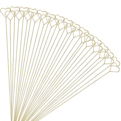 Tinsow 30 Pcs Metal Floral Place Card Holder, 13.4 Inch Heart Shape Flower Picks Clip for Floral Arrangement, Golden Gift Card Holder for Wedding and Party (Hearts)