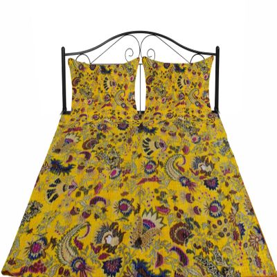 Sophia-Art Twin/Queen Multicolor Handmade Mukut Print Kantha Quilt Kantha Blanket Bed Cover King Kantha Bedspread Bohemian Bedding