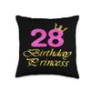 28th Birthday Princess Cute Art For Girl Women 28 Years Old Throw Pillow view 1