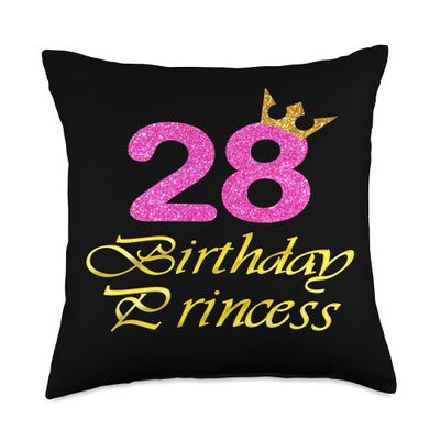 28th Birthday Princess Cute Art For Girl Women 28 Years Old Throw Pillow