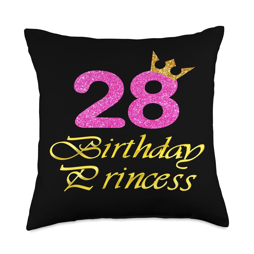 28th Birthday Princess Cute Art For Girl Women 28 Years Old Throw Pillow