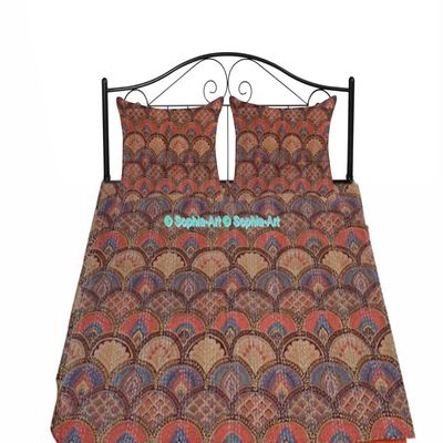 Bedspread Blanket Cover Bed Bedding Rainbow Print Quilt Indian Handmade Bohemian Kantha Cotton Sofa Kantha Kantha Cover Quilt (Orange, Twin 60"x90" with Sham Cover)
