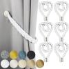 Porlau 6 Pack Magnetic Soft Curtain Tiebacks Cotton Hand-Woven Tieback Holdback Home Decorative Tie Backs with Wooden Buckle for Home Office Decor (White, 6) view 1