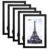 VCK Poster Frame 11x17 Black Set of 5,Solid Wood Picture Frame for Wall Mounting Hanging Art and Puzzles view 1