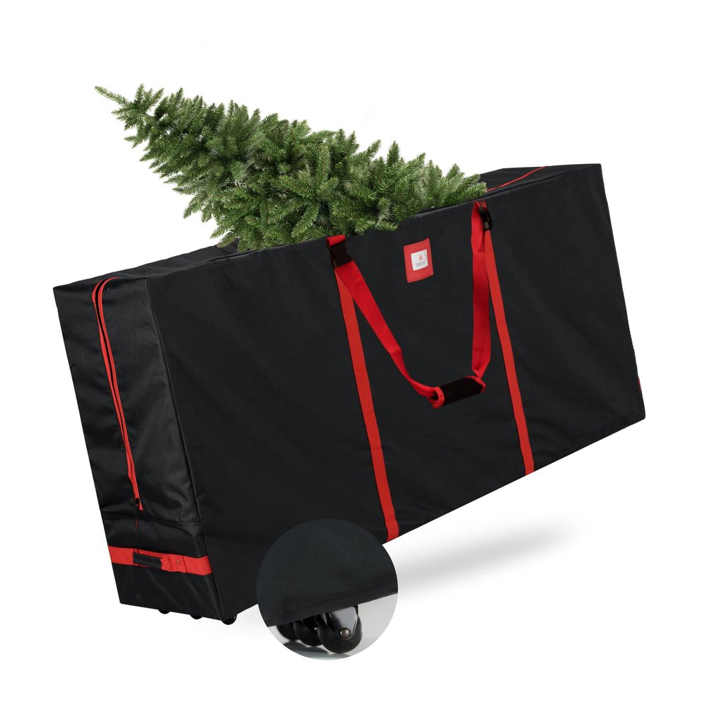 Tree Nest Rolling Christmas Tree Storage Bag 7.5ft Christmas Tree Box for Xmas Artificial Disassembled Trees Holiday Extra Large Storage Bags Container with Wheels & Handles Waterproof Canvas Oxford