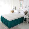 Kings Loft Pom Pom Wrap Around BedSkirt 100% Egyptian Cotton 800 Thread Count, Top-Knot Tassle White Pompom Fringe Solid Pattern, 10 Inch Drop California King Size, Teal Solid view 1