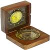Antique Nautical Brass Wooden Maritime Desk Pocket Compass with Clock Gift Decorative Gift Item view 1