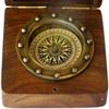 Antique Nautical Brass Wooden Maritime Desk Pocket Compass with Clock Gift Decorative Gift Item view 2