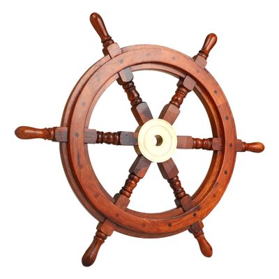 Brainmart Wooden Nautical Ship Wheel Wall Decor, Handmade Boat Steering Wheel, Coastal Ocean Theme Beach Home Decor for Living Room Bedroom Patio, Natural Brown 24 Inch