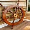 Brainmart Wooden Nautical Ship Wheel Wall Decor, Handmade Boat Steering Wheel, Coastal Ocean Theme Beach Home Decor for Living Room Bedroom Patio, Natural Brown  24 Inch view 2
