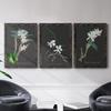 Wall Dcor, Dining Wall Art, Architecture, American, Trendy, Eclectic, Mission, Architecture, Black Barnwood Framed Canvas, 3 Piece Set, Orchid on Slate I 31X43 view 4