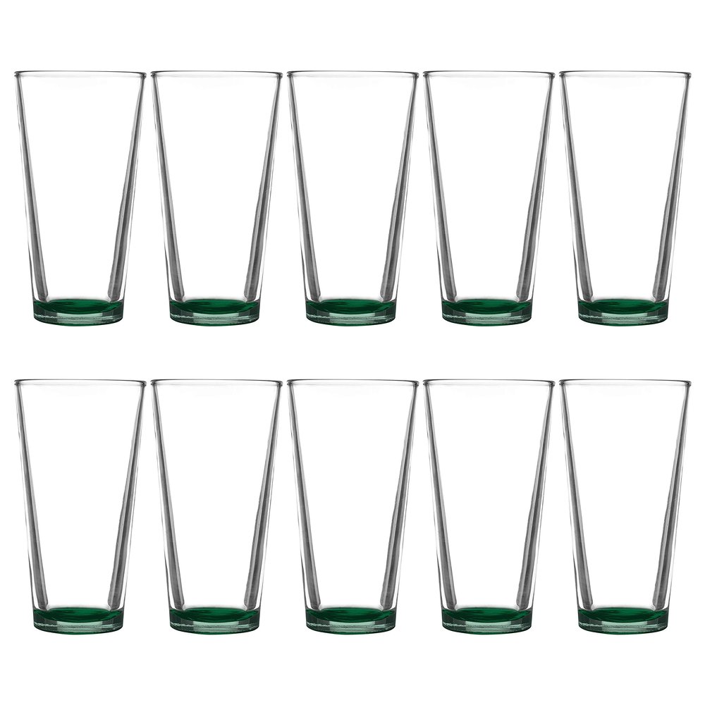 10 Libbey Mixing Glasses Set, 20 oz. - Clear, Pub, Thick base - Green
