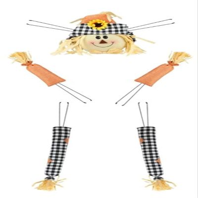 5 Piece Scarecrow Decor Kit (Black/White Check, 32")