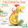 Tree Buddees Santa Riding a T-Rex Funny Christmas Tree Topper - Large 10" view 2