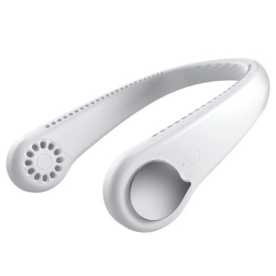 6 summer air-cooled neck hanging fans, leafless neck hanging fans, leafless ventilator, USB rechargeable neckband fan, air cooler type white