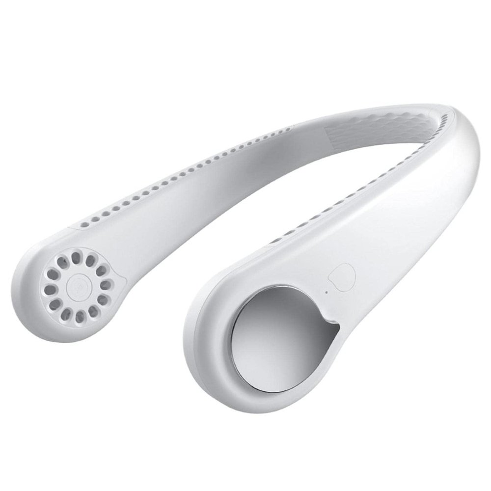 6 summer air-cooled neck hanging fans, leafless neck hanging fans, leafless ventilator, USB rechargeable neckband fan, air cooler type white