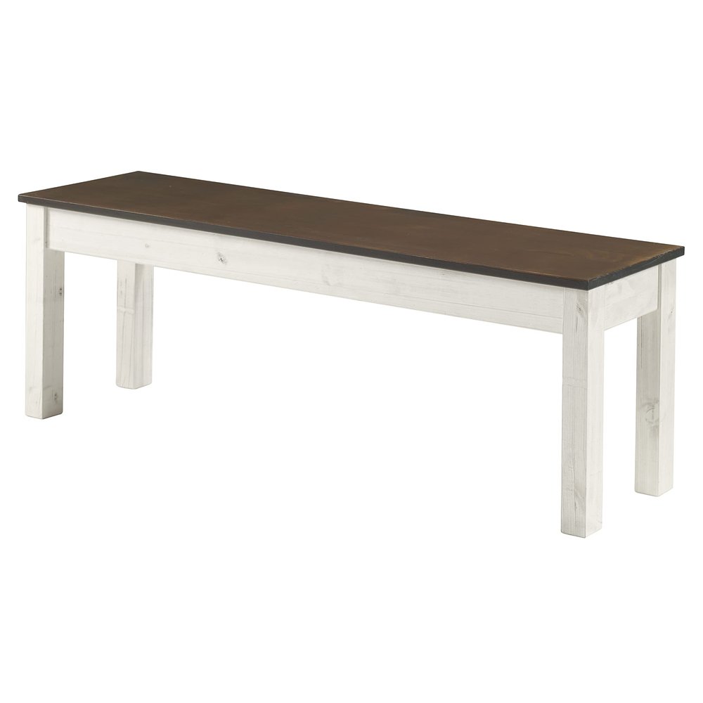 Furniture Dash - Wood Bench - Entryway Bench - Dining Bench - 53.15" W, 12.2" D, 17.72" H - 22lb - White Distressed