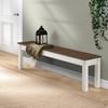 Furniture Dash - Wood Bench - Entryway Bench - Dining Bench - 53.15" W, 12.2" D, 17.72" H - 22lb - White Distressed view 2