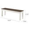 Furniture Dash - Wood Bench - Entryway Bench - Dining Bench - 53.15" W, 12.2" D, 17.72" H - 22lb - White Distressed view 3