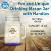 DISCOUNT PROMOS Custom Libbey Mason Jars w/Handles 16 oz. Set of 50, Personalized Bulk Pack - Traditional style, High standard - Blue view 4