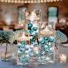 100 Floating Turquoise Blue Pearls with Matching Sparkling Gems-Large-Fills 2 Gallons of Floating Pearls for Your Vases-with 2 Measured Floating Gels Prep Bags for Best Results! view 1
