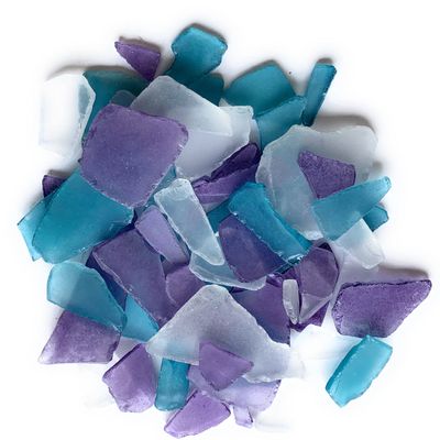Nautical Crush Trading Bulk Sea Glass  55oz Tumbled Sea Glass in Purple, Caribbean Blue & White  Seaglass for Crafts, Decor & Jewelry  Real Seaglass Pieces for DIY & Art Projects
