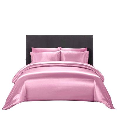 Bedify Bedding 100% Pure Silk Satin Duvet Set with 2 Pillowcases Wrinkle Free Fade Resistant One Silk Satin Duvet Cover | Two Pillowcases | Cool Soft Silk Duvet Set (Pink, Twin/TwinXL)
