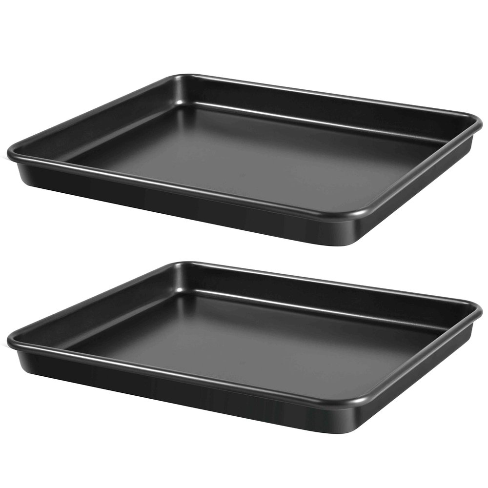 12.7-Inch Nonstick Baking Sheets & Cookie Trays for Oven, 2-Pack PFOA Free Baking Pans Set (Black)