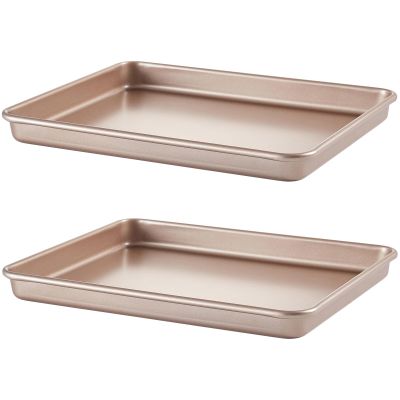 12.7-Inch Nonstick Baking Sheets & Cookie Trays for Oven, 2-Pack Durable Rectangular Baking Pans Set (Gold)