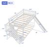 Twin Over Twin Bunk Bed Wood Bunk Bed with Convertible Slide and Stairway Low Bunk Bed for Kids, Spring Box Not Needed (White) view 2