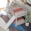 Twin Over Twin Bunk Bed Wood Bunk Bed with Convertible Slide and Stairway Low Bunk Bed for Kids, Spring Box Not Needed (White) view 3