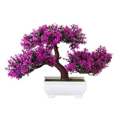 Bluelanss Artificial Flowers in Vase Decor Plastic Flower Arrangements Fake Faux Flowers Plant Pine Tree in Pot Table Centerpieces Holiday Dinning Coffee Room Table Kitchen Decoration Rose Red