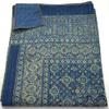 100% Cotton Throw Kantha Bed Block Ajrak Sofa Print Cover Hand Bohemian Bedspread Vintage Hand Cover Stitch Blanket Quilt (Blue-Yellow, King 90"x108" with Sham Covers) view 4