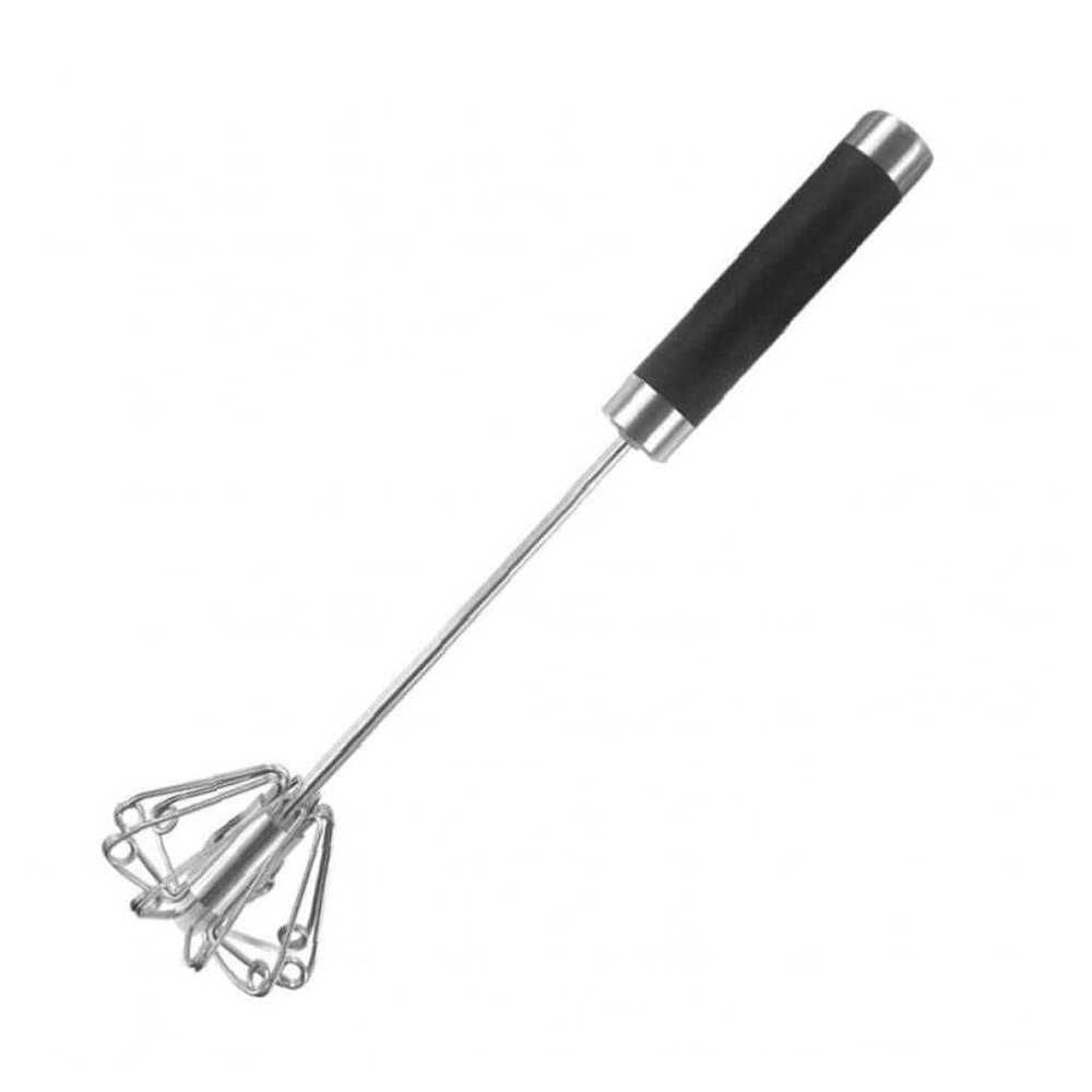 1pc Wire Whisk Egg Beater Manual Self Turning Stainless Steel Whisk Egg Cream Stirring Mixer Kitchen Tools