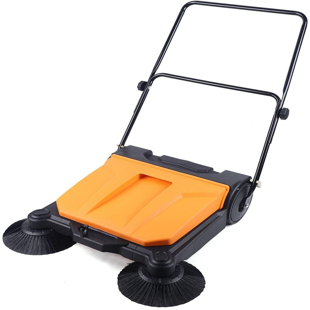 YIYIBYUS Hand-Push Sweeping Sweeper,26 Inch 15L Industrial Manual Push Sweeper Foldable Walk-Behind Floor Sweeping Machine for Clean up Garden Warehouse Road School Hotel