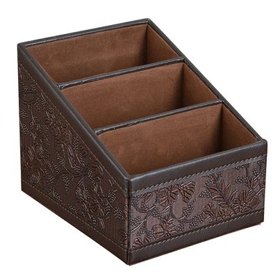Cabilock 1Pc Box remote control storage box remote controller holder desktop organizer desktop holder leather Compartment household products