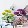 Bluelanss Artificial Flowers in Vase Decor Plastic Flower Arrangements Fake Faux Flowers Plant Pine Tree in Pot Table Centerpieces Holiday Dinning Coffee Room Table Kitchen Decoration White view 3