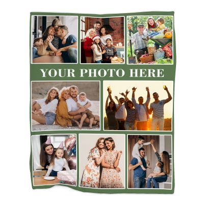 Edwiinsa Custom Blankets with Photo and Text, Personalized Throw Blankets for Kids/Adults, Fleece Flannel Blankets for Souvenirs/Gifts/Dogs/Famiily/Christmas/Baby Shower, 8 Photos, 40x50Inch