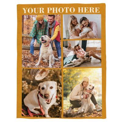 Edwiinsa Custom Blankets with Photo and Text, Personalized Throw Blankets for Kids/Adults, Fleece Flannel Blankets for Souvenirs/Gifts/Dogs/Famiily/Christmas/Baby Shower, 5 Photos, 60x80Inch