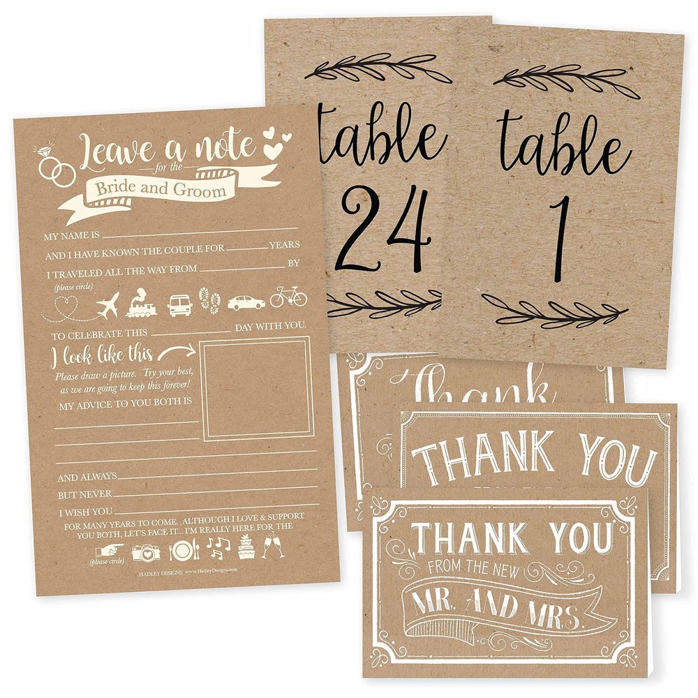 25 Kraft Advice Cards for Bride and Groom, 25 Number Double Sided Signs for Wedding Reception, 24 Wedding Thank You Cards Wedding Shower Games, Marriage Advice for Newlyweds, Wedding Table Decoration