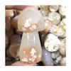 1pc Hand Carved Natural Snowflake Agate Cherry Blossom Agate Mushroom Shaped for Gift view 1