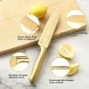 Marco Almond Gold Knife Set, Knife Block Set MA21,Titanium Coated 14 Pieces Stainless Steel Chef Gold Kitchen Knife Sets with White Block view 2