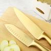 Marco Almond Gold Knife Set, Knife Block Set MA21,Titanium Coated 14 Pieces Stainless Steel Chef Gold Kitchen Knife Sets with White Block view 3