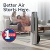 Lasko Oscillating Hybrid Fan and Space Heater for Home, All Season High Velocity Hybrid with Tip-Over Switch, Remote Control, Timer and Thermostat, 37.5 Inches, White, 1500W, FHV820 view 2