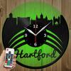 LED Vinyl Clock - Light Vinyl Wall Clock - Hartford Skyline - Original Gift Custom - Art LED Clock Design - Personalised LED Vinyl Record Wall Clock - Unique LED Light Home Decor view 1