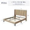 Allewie Full Size Platform Bed Frame with Geometric Wingback Headboard, Boho Upholstered Bed with Wooden Slats Support, No Box Spring Needed, Easy Assembly, Beige view 2